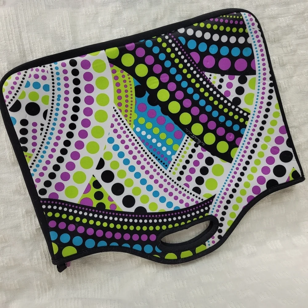 Macbeth Collection black white purple neon green blue laptop bag handles artsy - Picture 2 of 10